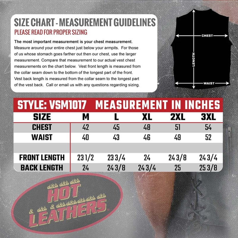 Hot Leathers Men's Ten Pocket Leather Vest (Black, X-Large) - Image 3